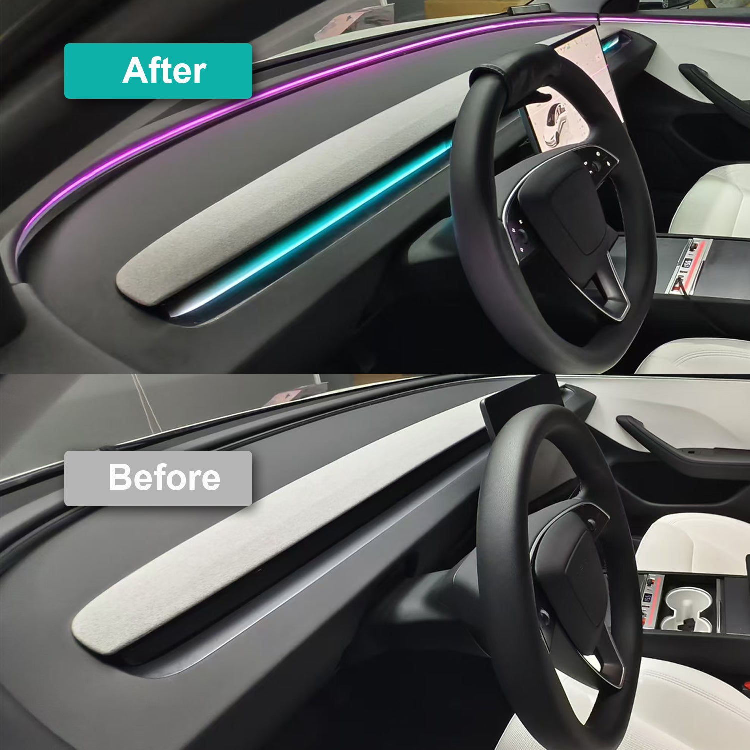 Dashboard RGB Ambient Lighting Interior Light for Model 3 Highland