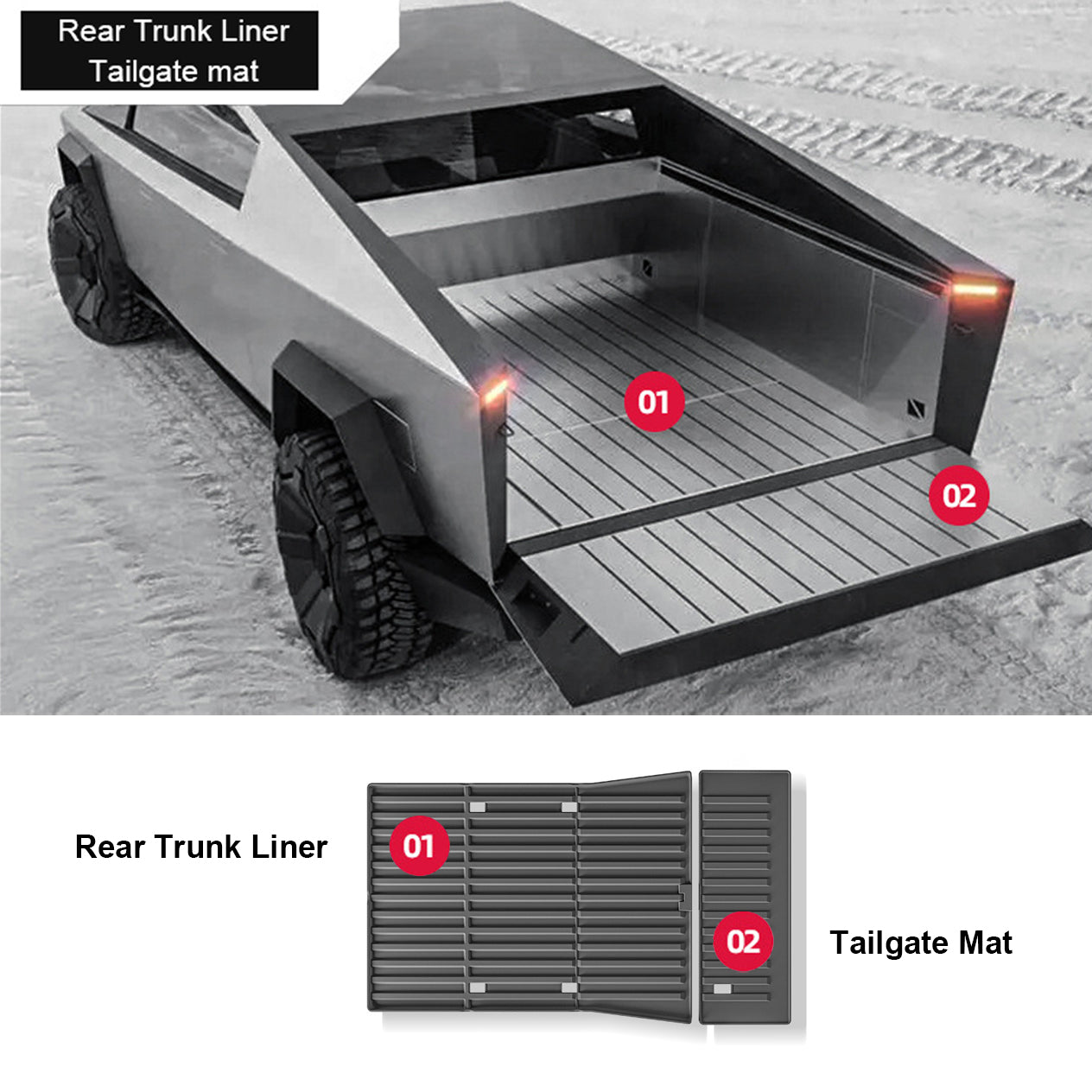 Tvibex Rear Trunk Liner and Tailgate Mat for Cybertruck