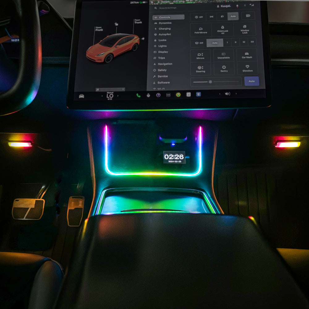 Wireless Charger with Ambient Light for Model 3/Y - 2 Footwell Light